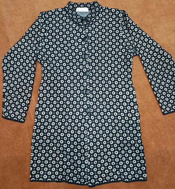 Black_Acrylic_Floral_Print_Straight_Long_Coat_For_Women