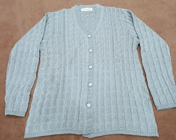 Grey_Acrylic_Cable_Knit_V_Neck_Button_Front_Cardigan_For_Women