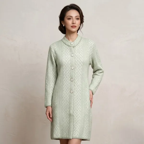 Green_Acrylic_Chevron_Pattern_Relaxed_Long_Coat_For_Women