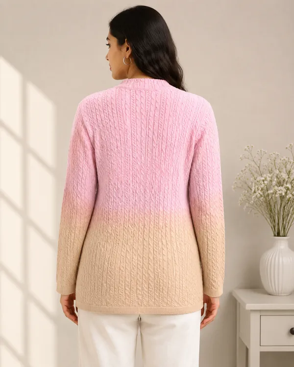 Pink_Mustard_Acrylic_Gradient_Embellished_Cardigan_For_Women