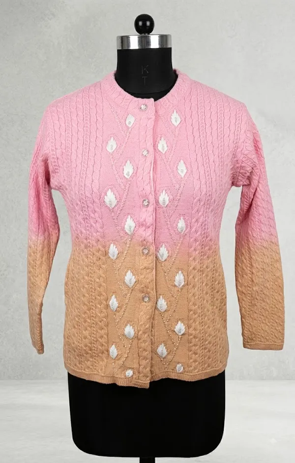 Pink_Mustard_Acrylic_Gradient_Embellished_Cardigan_For_Women