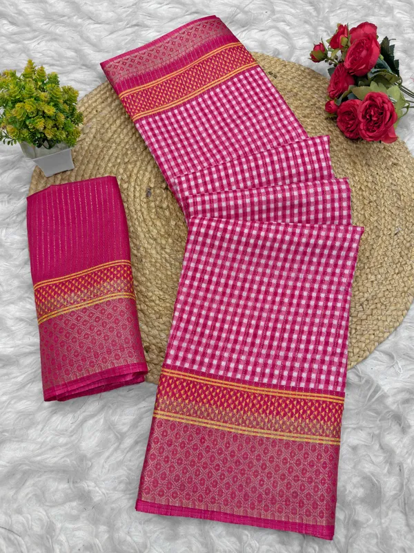 Pink_Woven_Checked_Saree_for_Women
