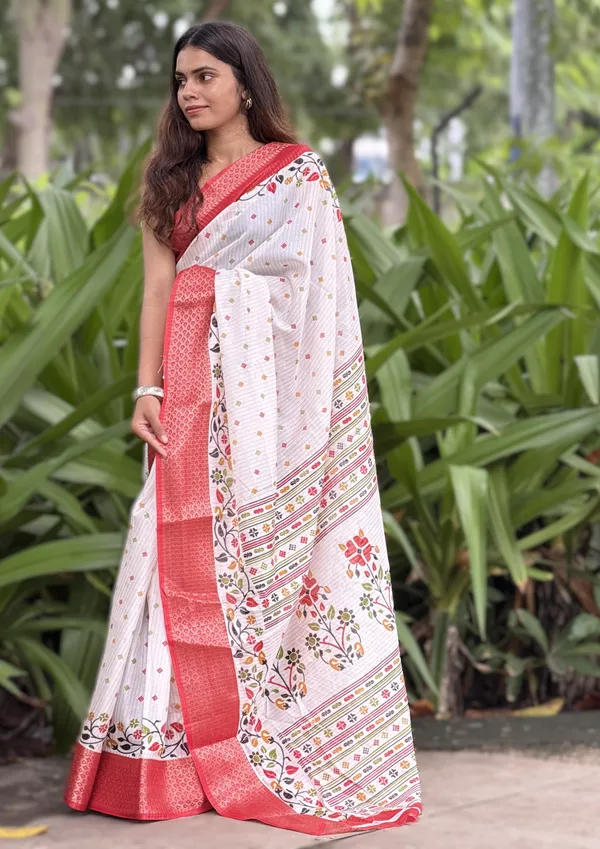 White_Floral_Printed_Saree_for_Women