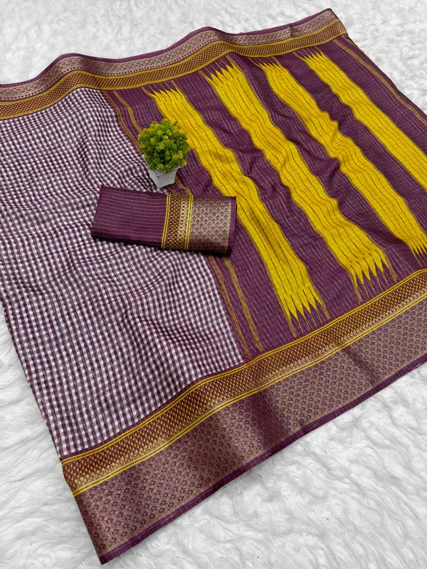 Purple_Checkered_Saree_For_Women