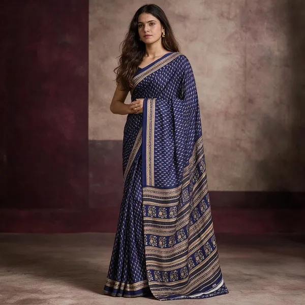 Blue_Crepe_Saree_For_Women