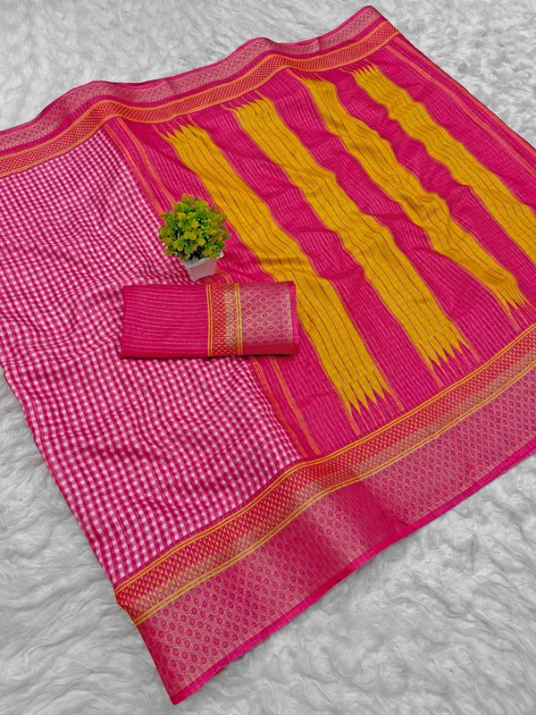 Pink_Woven_Checked_Saree_for_Women