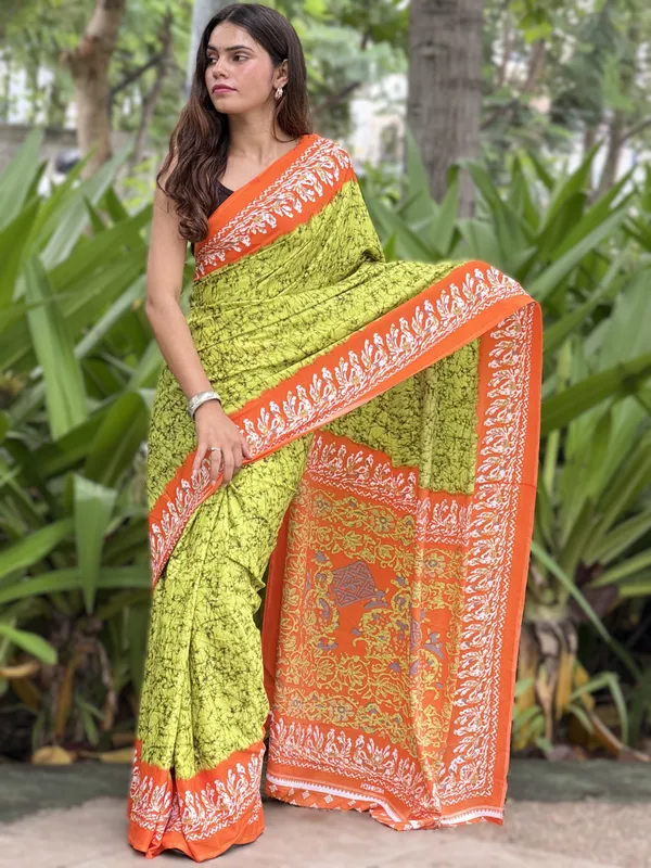 Green_Printed_Saree_For_Women