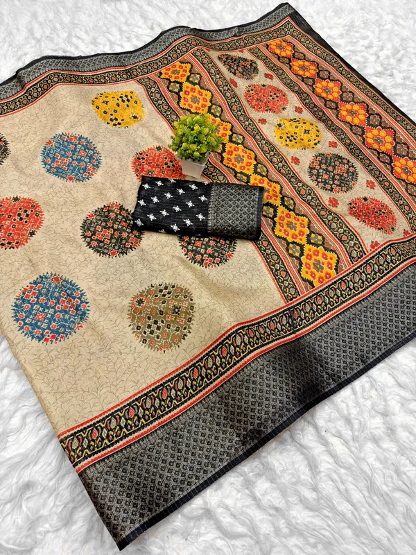 Black_Beige_Printed_Saree_for_Women