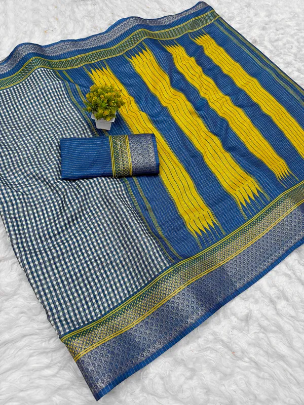 Blue_Checked_Woven_Saree_for_Women