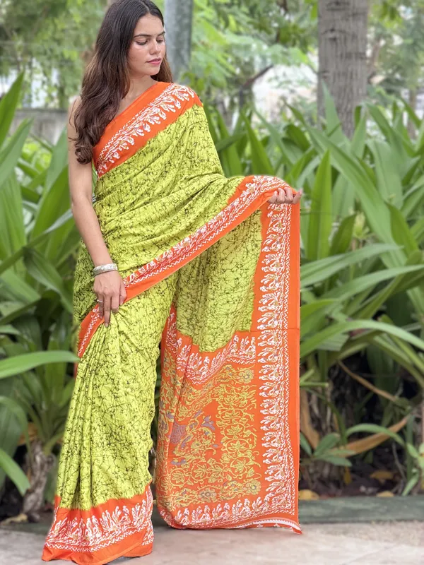 Green_Printed_Saree_For_Women