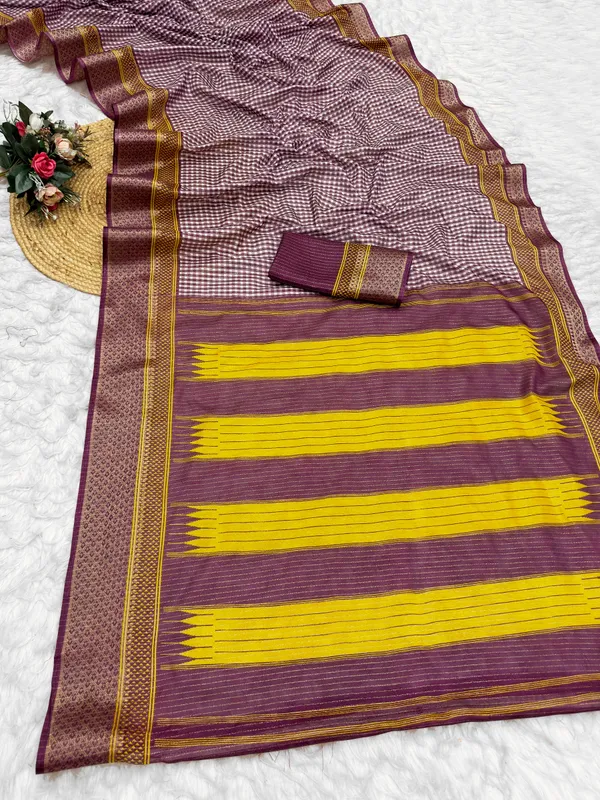 Purple_Checkered_Saree_For_Women