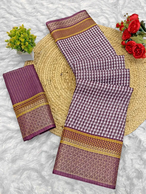 Purple_Checkered_Saree_For_Women