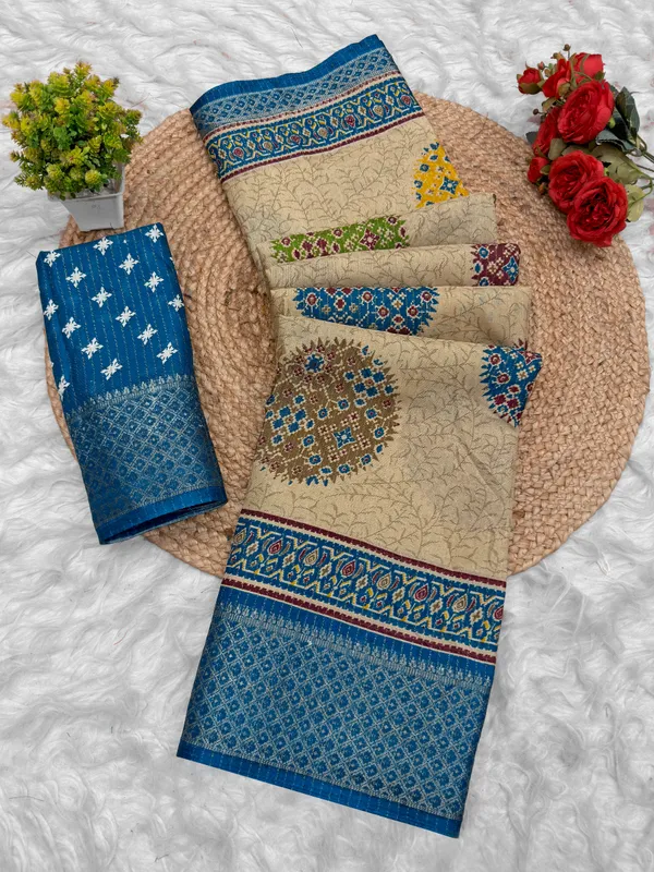 Beige_Printed_Saree_For_Women