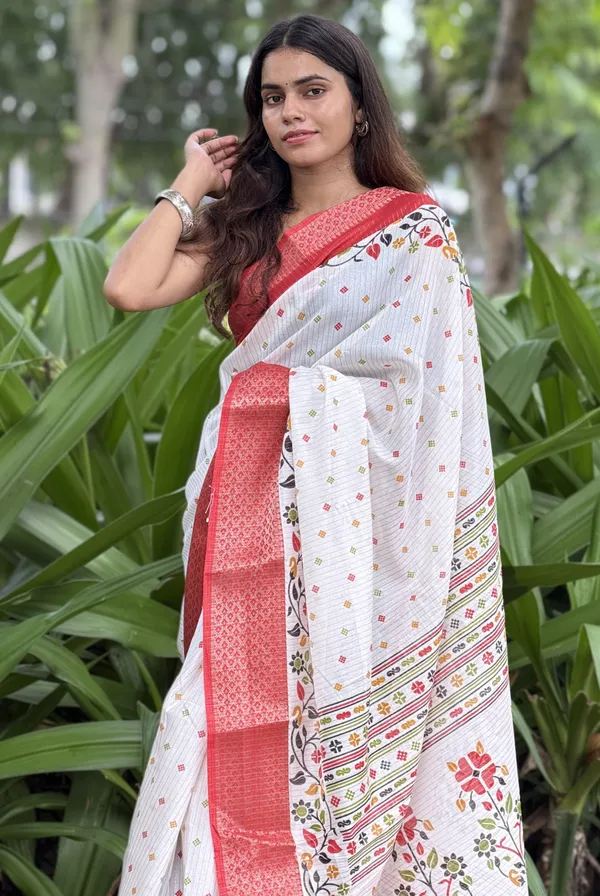 White_Floral_Printed_Saree_for_Women
