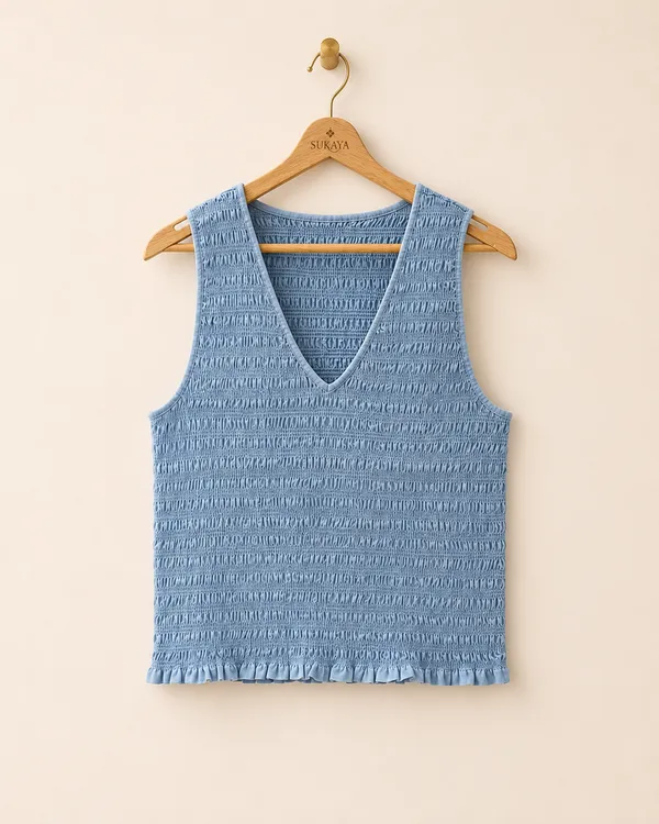 Blue_Smocked_Sleeveless_Top_for_Women