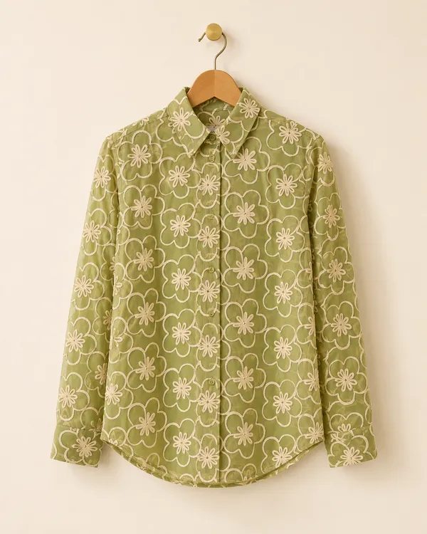 Green_Floral_Print_Button_Down_Shirt_for_Women