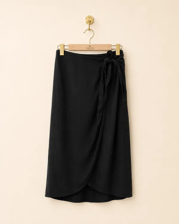 Black_Wrap_Style_Midi_Skirt_for_Women