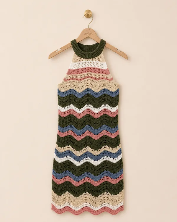 Multicolor_Wool_Straight_Fit_Crochet_Halter_Midi_Dress_For_Women
