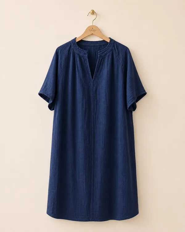 Navy_Blue_Relaxed_Fit_Short_Sleeve_Kurta_for_Women