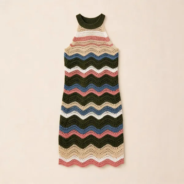 Multicolor_Wool_Straight_Fit_Crochet_Halter_Midi_Dress_For_Women