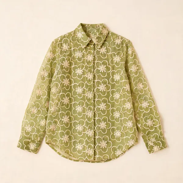 Sage_Green_Organza_Relaxed_Fit_Floral_Embroidered_Shirt_For_Women