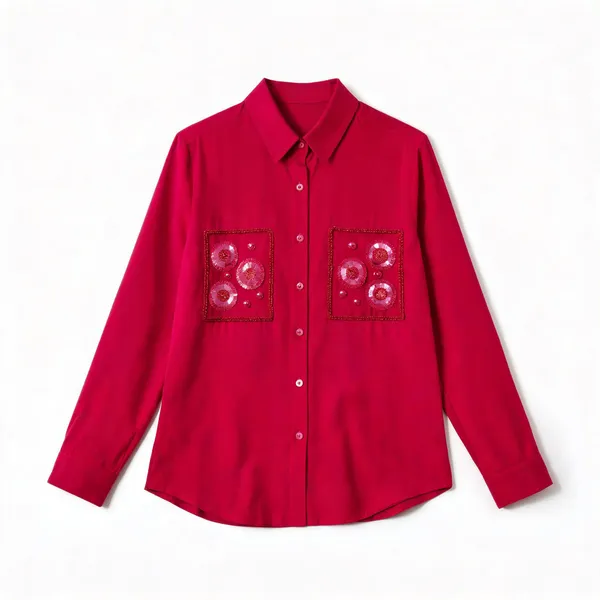 Fuchsia_Pink_Viscose_Rayon_Relaxed_Fit_Embellished_Shirt_For_Women