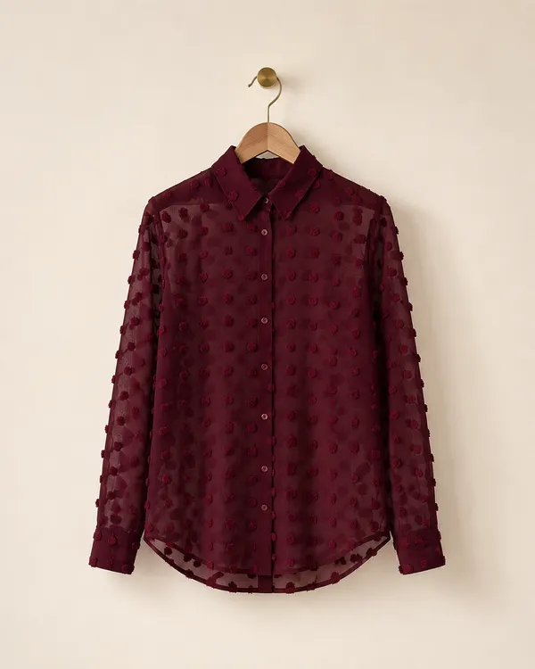Burgundy_Sheer_Button_Down_Shirt_for_Women