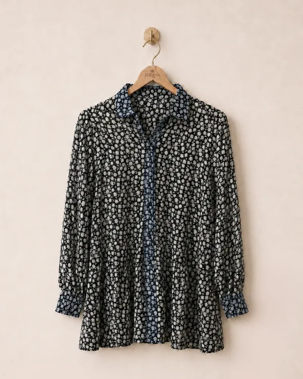 Black_Floral_Print_Collared_Flared_Top_for_Women