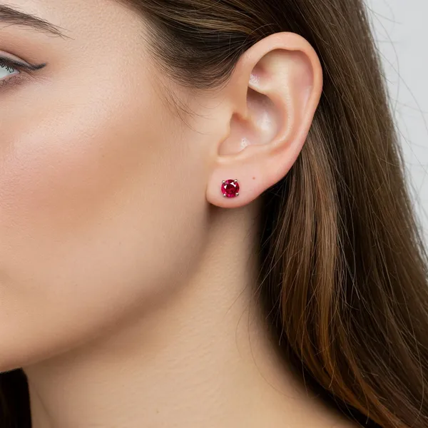 925_Sterling_Silver_Round_Lab_Ruby_Stud_Earrings_For_Women