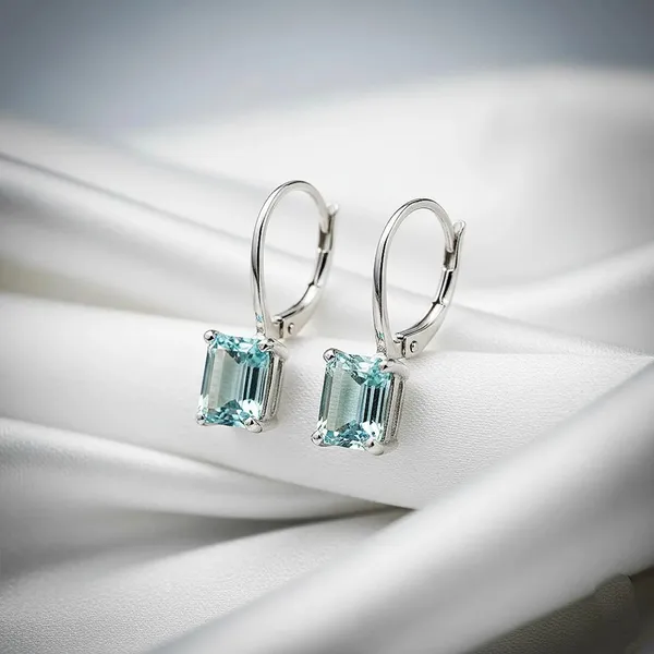 925_Sterling_Silver_Lab_Aquamarine_Rectangular_Drop_Earrings_For_Women