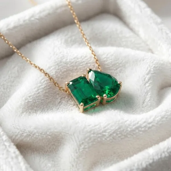 Sterling_Silver_Lab_Emerald_Toi_Moi_Dual_Stone_Pendant_Necklace_For_Women