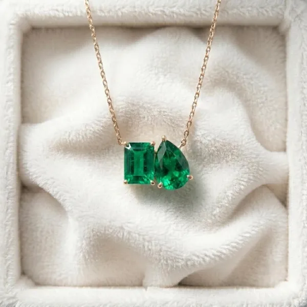 Sterling_Silver_Lab_Emerald_Toi_Moi_Dual_Stone_Pendant_Necklace_For_Women