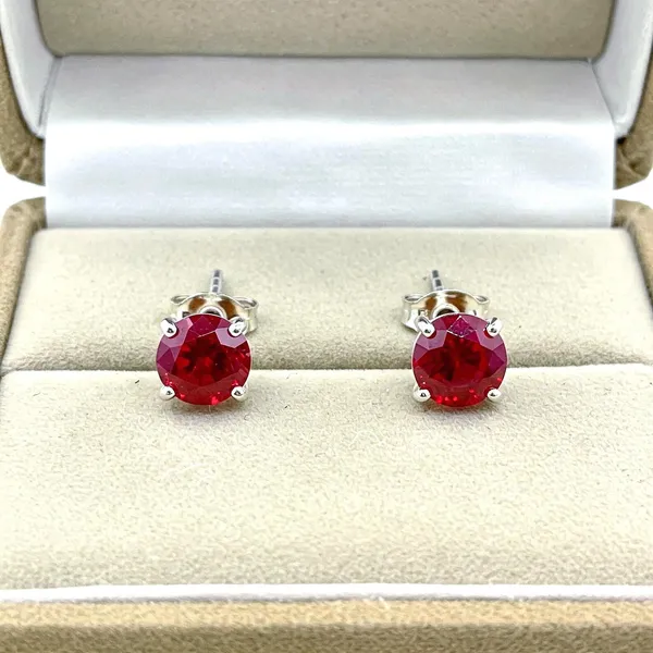925_Sterling_Silver_Round_Lab_Ruby_Stud_Earrings_For_Women