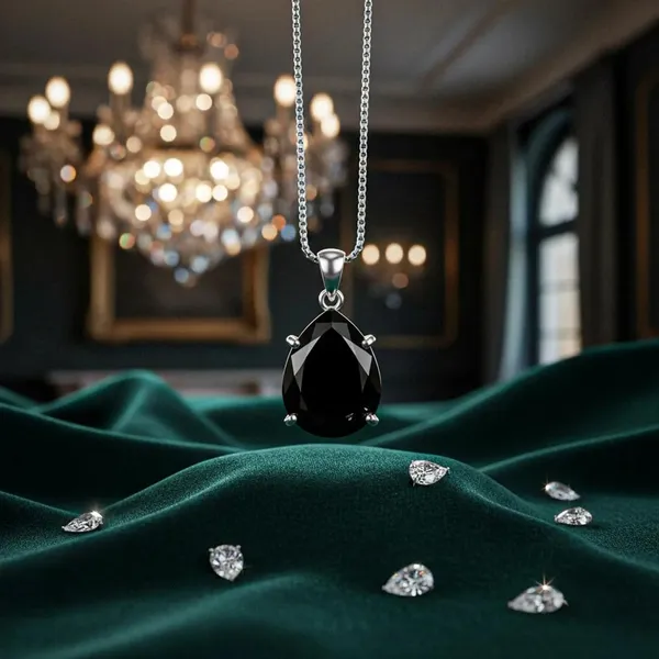 Black_Silver_Tone_Teardrop_Pendant_Necklace_for_Women