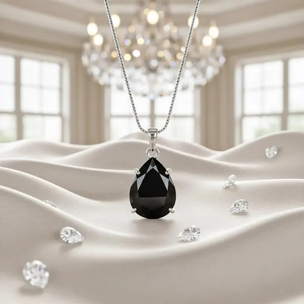 Black_Silver_Tone_Teardrop_Pendant_Necklace_for_Women