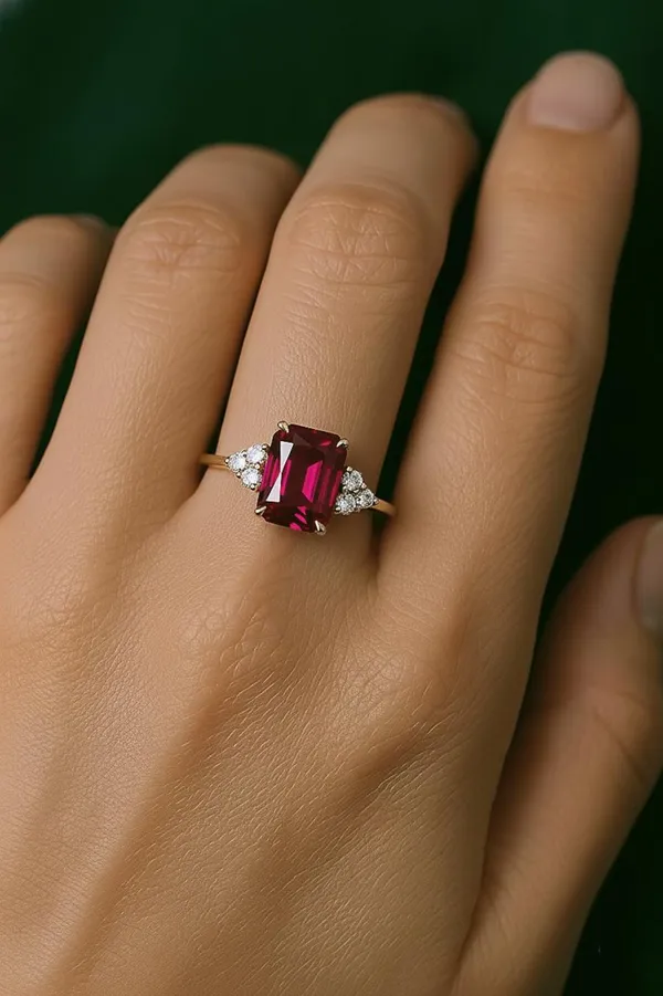 925_Sterling_Silver_Lab_Ruby_Prong_Set_Gemstone_Ring_For_Women