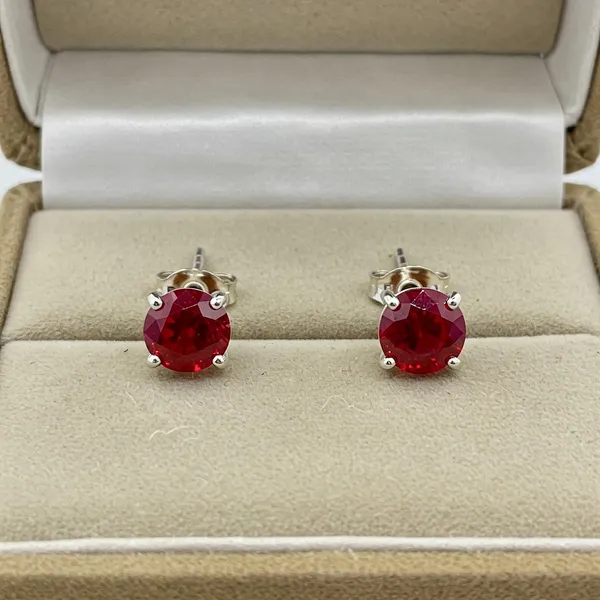 925_Sterling_Silver_Round_Lab_Ruby_Stud_Earrings_For_Women