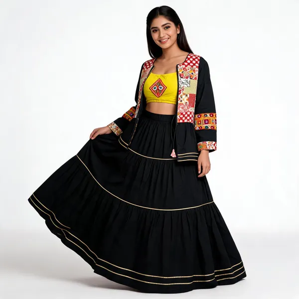 Black_Yellow_Rayon_Lehenga_Choli_For_Women