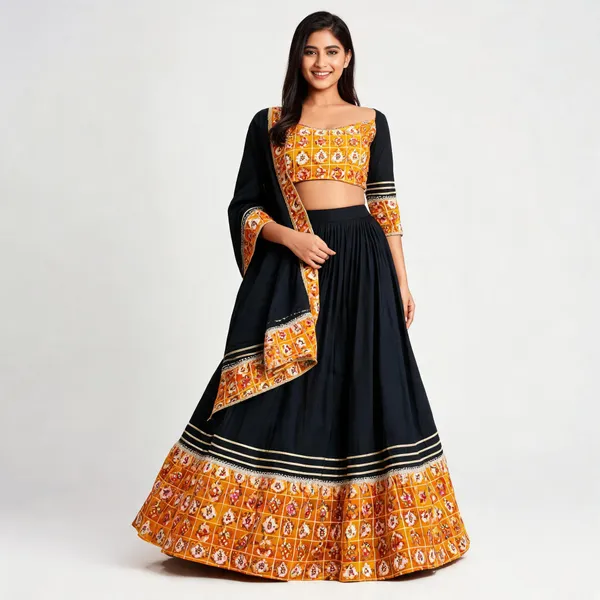 Black_Orange_Rayon_Lehenga_Choli_For_Women