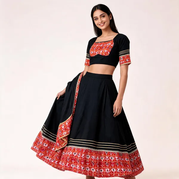 Black_Pink_Rayon_Lehenga_Choli_For_Women