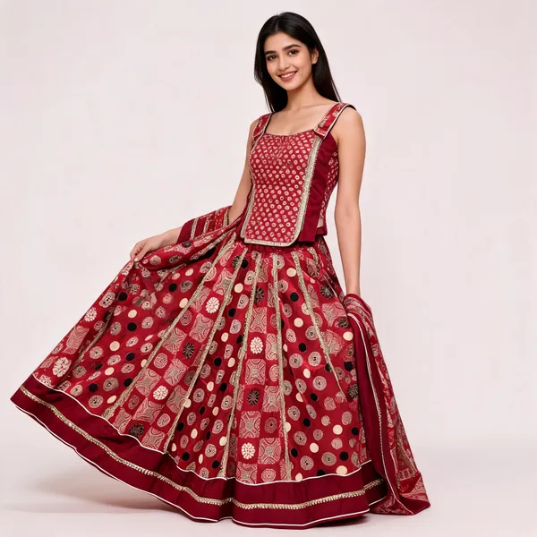 Red_Cotton_Lehenga_Choli_For_Women