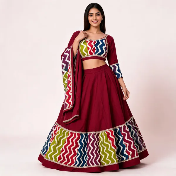 Maroon_Cotton_Lehenga_Choli_For_Women