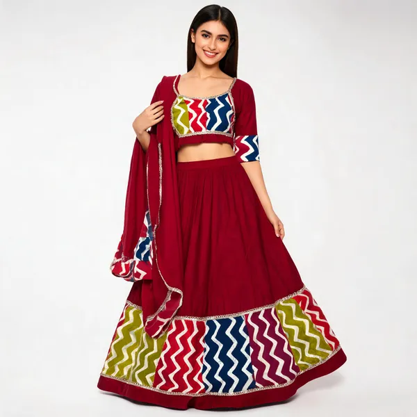 Maroon_Cotton_Lehenga_Choli_For_Women