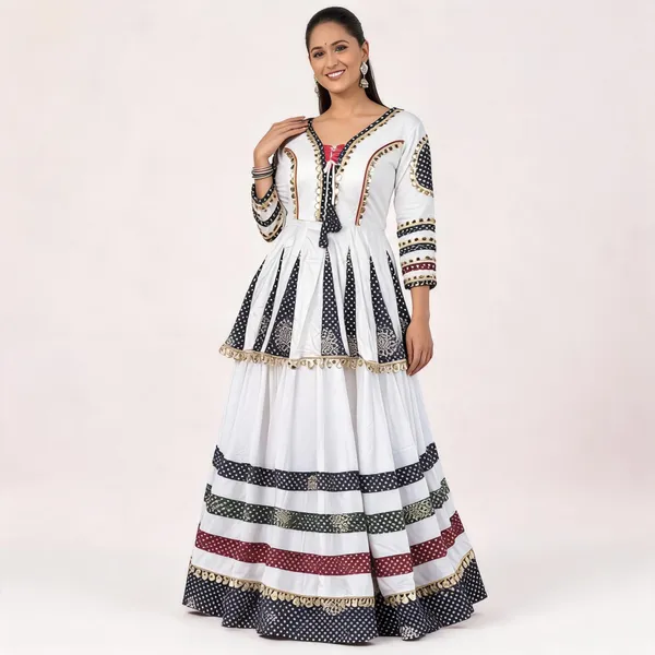 White_Cotton_Lehenga_Choli_For_Women