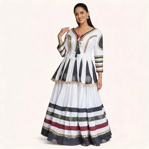 White_Cotton_Lehenga_Choli_For_Women