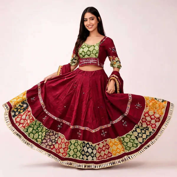 Maroon_Rayon_Lehenga_Choli_For_Women