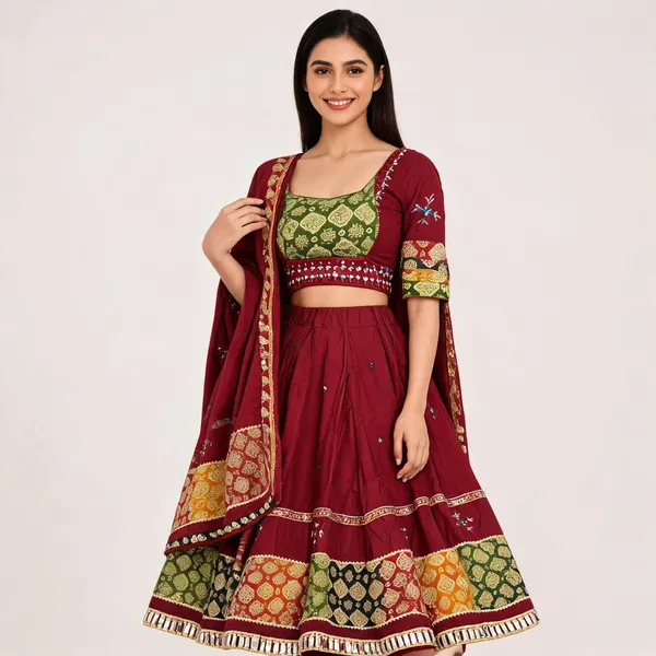 Maroon_Rayon_Lehenga_Choli_For_Women