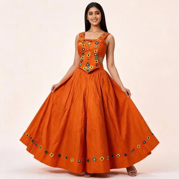 Orange_Rayon_Lehenga_Choli_For_Women