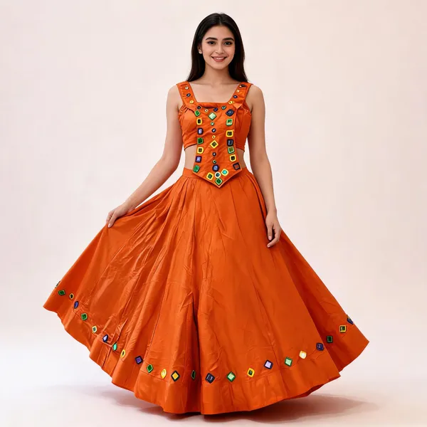 Orange_Rayon_Lehenga_Choli_For_Women