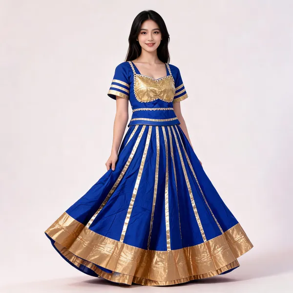 Blue_And_Gold_Rayon_Lehenga_Choli_For_Women